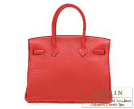 Hermes　Birkin bag 30　Rouge casaque　Clemence leather　Gold hardware