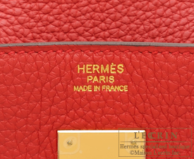 Hermes　Birkin bag 30　Rouge casaque　Clemence leather　Gold hardware