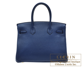 Hermes　Birkin bag 30　Blue saphir/Sapphire blue　Clemence leather　Gold hardware