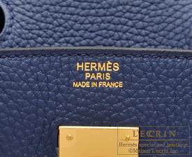 Hermes　Birkin bag 30　Blue saphir/Sapphire blue　Clemence leather　Gold hardware