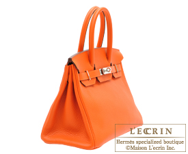 Hermes　Birkin bag 30　Feu/Fire orange　Clemence leather　Silver hardware