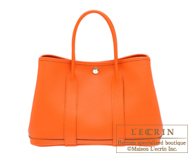 Hermes　Garden Party bag 30/TPM　Feu/Fire orange　Country leather　Silver hardware