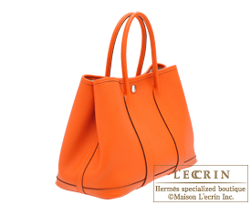 Hermes　Garden Party bag 30/TPM　Feu/Fire orange　Country leather　Silver hardware