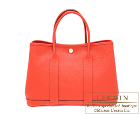 Hermes　Garden Party bag 30/TPM　Rouge pivoine　Country leather　Silver hardware