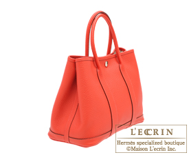 Hermes　Garden Party bag 30/TPM　Rouge pivoine　Country leather　Silver hardware