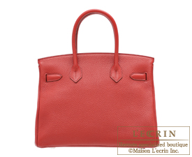 Hermes　Birkin bag 30　Rouge garance/Bright red　Clemence leather　Silver hardware