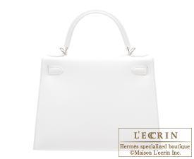 Hermes　Kelly bag 28　White　Epsom leather　Silver hardware