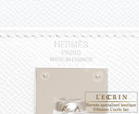 Hermes　Kelly bag 28　White　Epsom leather　Silver hardware