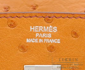 Hermes　Birkin bag 25　Gold　Ostrich leather　Silver hardware