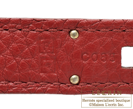 Hermes　Kelly bag 32　Retourne　Rouge garance　Clemence leather　Silver hardware
