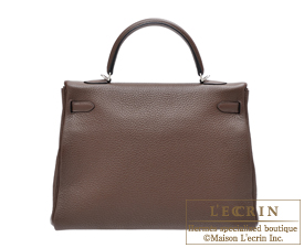 Hermes　Kelly bag 35　Cacao　Clemence leather　Silver hardware