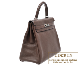 Hermes　Kelly bag 35　Cacao　Clemence leather　Silver hardware