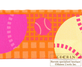Hermes　Twilly　Tennis ball　Orange/Fuschia/Jaune　Silk