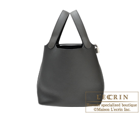 Hermes　Picotin Lock　Touch bag 22/MM　Graphite/Plomb　Clemence leather/　Swift leather　Silver hardware
