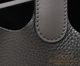 Hermes　Picotin Lock　Touch bag MM　Graphite/Plomb　Clemence leather/　Swift leather　Silver hardware
