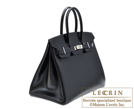 Hermes　Birkin bag 35　Black　Box calf leather　Guilloche hardware