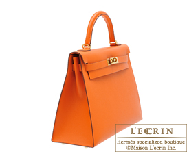 Hermes　Kelly bag 32　Orange　Epsom leather　Gold hardware