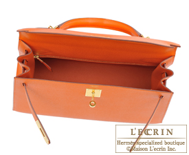 Hermes Kelly bag 32 Sellier Orange Epsom leather Gold hardware ...