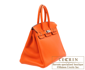 Hermes　Birkin bag 35　Feu/Fire orange　Clemence leather　Silver hardware 
