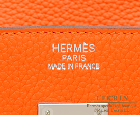 Hermes　Birkin bag 35　Feu/Fire orange　Clemence leather　Silver hardware 