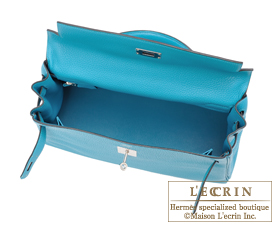 Hermes　Kelly bag 32　Turquoise blue　Togo leather　Silver hardware