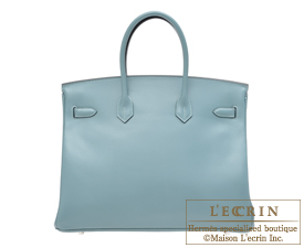 Hermes　Birkin bag 35　Ciel　Tadelakt leather　Silver hardware