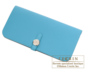 Hermes　Dogon LONG　Turquoise blue　Togo leather　Silver hardware