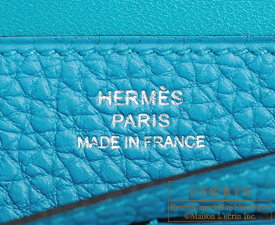 Hermes　Dogon LONG　Turquoise blue　Togo leather　Silver hardware