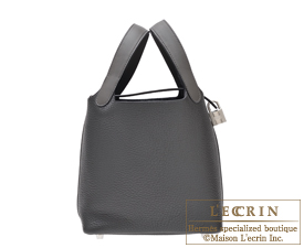 Hermes　Picotin Lock　Touch bag PM　Graphite/Plomb　Clemence leather/　Swift leather　Silver hardware