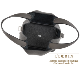 Hermes　Picotin Lock　Touch bag PM　Graphite/Plomb　Clemence leather/　Swift leather　Silver hardware