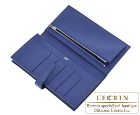 Hermes　Bearn Soufflet　Blue saphir　Epsom leather　Silver hardware