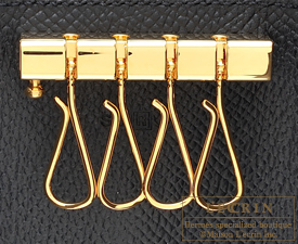 Hermes　Bearn Key case/4 key holder　Black　Epsom leather　Gold hardware