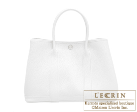 Hermes　Garden Party bag 30/TPM　White　Country leather　Silver hardware