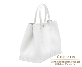 Hermes　Garden Party bag 30/TPM　White　Country leather　Silver hardware