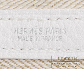Hermes　Garden Party bag 30/TPM　White　Country leather　Silver hardware