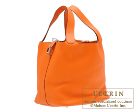 Hermes　Picotin Lock bag GM　Orange　Clemence leather　Silver hardware