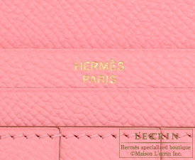Hermes　Bearn Soufflet　Rose confetti　Epsom leather　Gold hardware