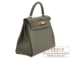 Image of Kiwi leather with olive green interior Kelly bag, Hermes