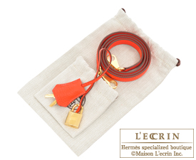 Hermes　Kelly bag 32　Retourne　Rouge pivoine　Clemence leather　Gold hardware