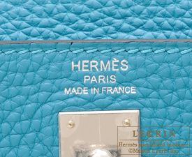 Hermès Kelly 25 Retourne Bag Azur Togo Blue Leather