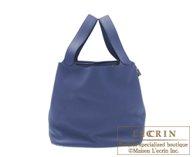 Hermes　Picotin Lock bag GM　Blue saphir/Sapphire blue　Clemence leather　Silver hardware