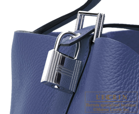 Hermes　Picotin Lock bag GM　Blue saphir/Sapphire blue　Clemence leather　Silver hardware
