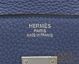 Hermes　Birkin bag 35　Blue saphir/Sapphire blue　Clemence leather　Silver hardware