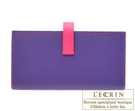 Hermes　Personal Bearn Soufflet Iris/Rose tyrien Epsom leather Silver hardware