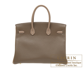 Hermes　Birkin bag 35　Etoupe grey/Gris tourterelle　Clemence leather　Gold  hardware