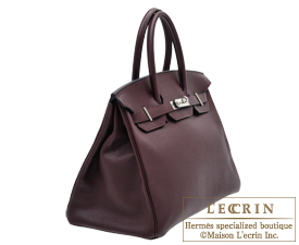 Hermes　Birkin bag 35　Prune/Plum purple　Clemence leather　Silver hardware