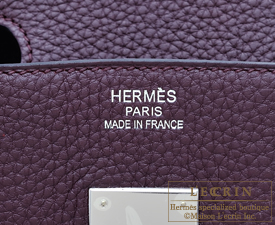 Hermes　Birkin bag 35　Prune/Plum purple　Clemence leather　Silver hardware