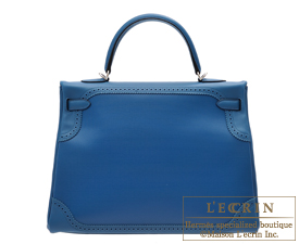 Hermes　Kelly Ghillies bag 35　Retourne　Blue de galice　Swift leather　Silver hardware