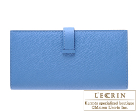 Hermes　Bearn Soufflet　Blue paradise　Epsom leather　Silver hardware