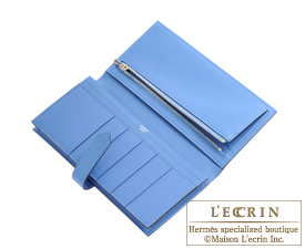 Hermes　Bearn Soufflet　Blue paradise　Epsom leather　Silver hardware
